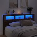 vidaXL Skrinka na čelo postele s LED hnedý dub 200x17x102 cm