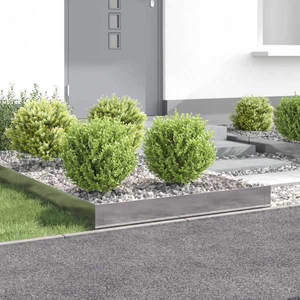 vidaXL Obrubník trávnika 4 ks 100 x 100 x 20 cm Oceľ Strieborná