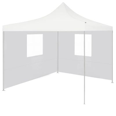 vidaXL Profesionálny skladací párty stan+2 steny 3x3 m, oceľ, biely