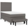 vidaXL Boxspring posteľ s matracom sivá 90x200 cm umelá koža