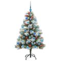 vidaXL Umelý vianočný stromček Zelená a biela 150 cm PVC, kov a plast
