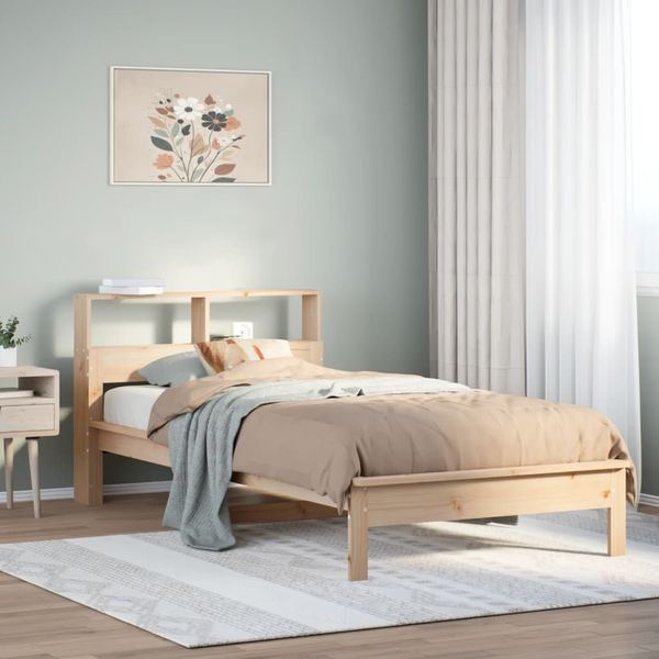 vidaXL Posteľ s knižnicou bez matraca 75x190 cm borovicový masív