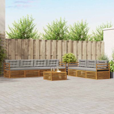 vidaXL Záhradná súprava gaučov s vankúšom 8 pcs Prírodná a svetlosivá