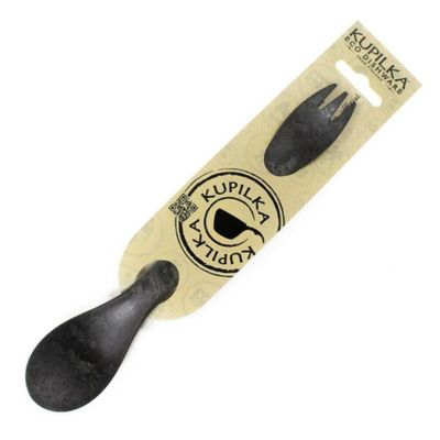 Kupilka S04K Spork Black vidlička + lyžička 22,5 cm, čierna