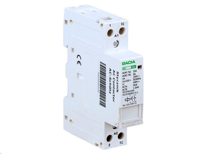 Stykač GACIA HC-225 2P/25A, 1NO1NC, 230V, na DIN lištu