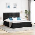 vidaXL Postel s úložným prostorem a matrací Čierna 180 x 200 cm látka