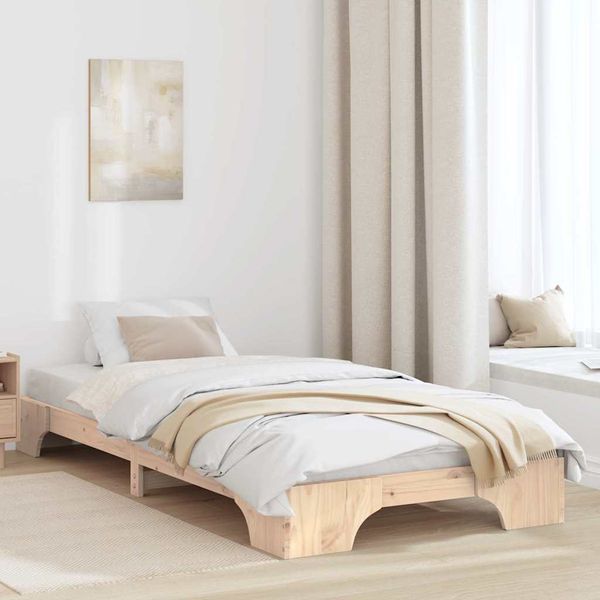 vidaXL Rám postele Prírodná 90 x 190 cm Masívne borovicové drevo