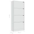 vidaXL Botník so 4 dvierkami biely 59x24x136 cm drevotrieska