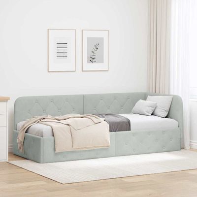 vidaXL Rohový rám postele Svetlosivá 80 x 200 cm Zamat