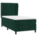 vidaXL Posteľný rám boxsping s matracom tmavozelený 90x190 cm zamat