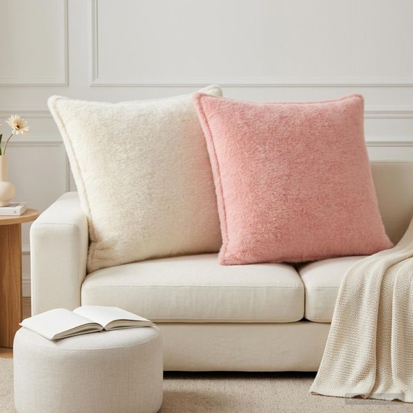 vidaXL Poťah na podložku 6 ks HOUTEN Ružová 65 x 65 cm Umelá králičia