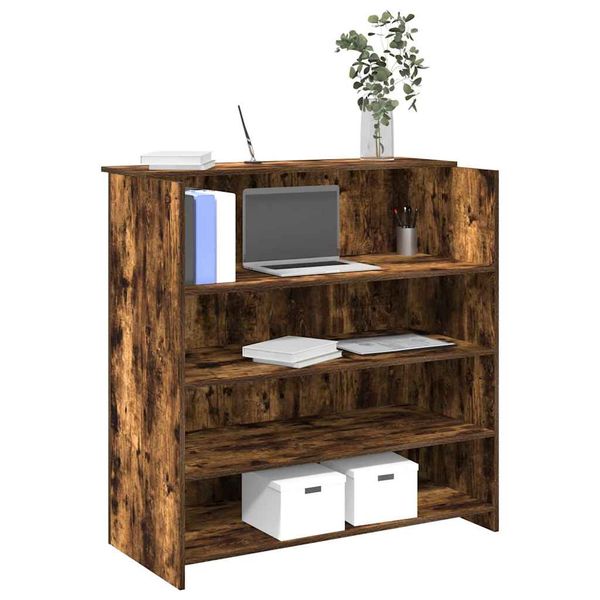 vidaXL Recepčný stôl dymový dub 100x50x103,5 cm kompozitné drevo