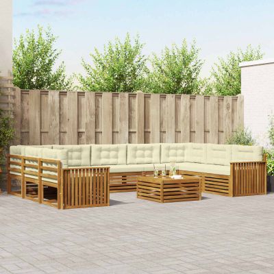 vidaXL Záhradná súprava gaučov s vankúšom 10 pcs Prírodná a krémová