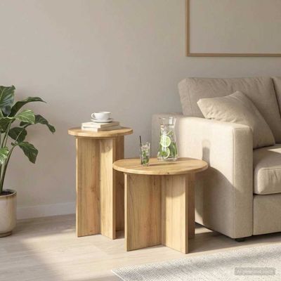 vidaXL Sada príručných stolíkov 2 pcs Dub artisan Kompozitné drevo