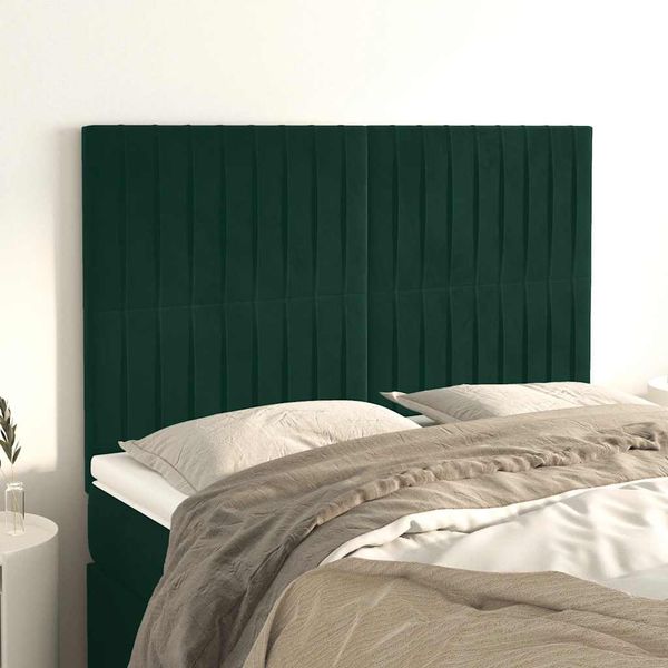 vidaXL Čelo postele tmavozelené 144x5x118/128 cm zamatové
