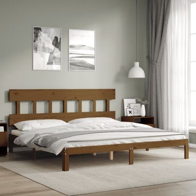 vidaXL Posteľný rám s čelom medovo-hnedý 200x200 cm masívne drevo