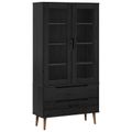 vidaXL Vitrínový kabinet s sklom MOLDE 90 x 35 x 175 cm Čierna