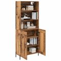 vidaXL Highboard Staré drevo 69,5 x 32,5 x 180 cm Kompozitné drevo