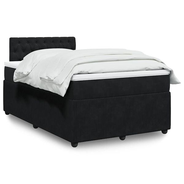vidaXL Posteľný rám boxspring s matracom čierny 120x200 cm zamat