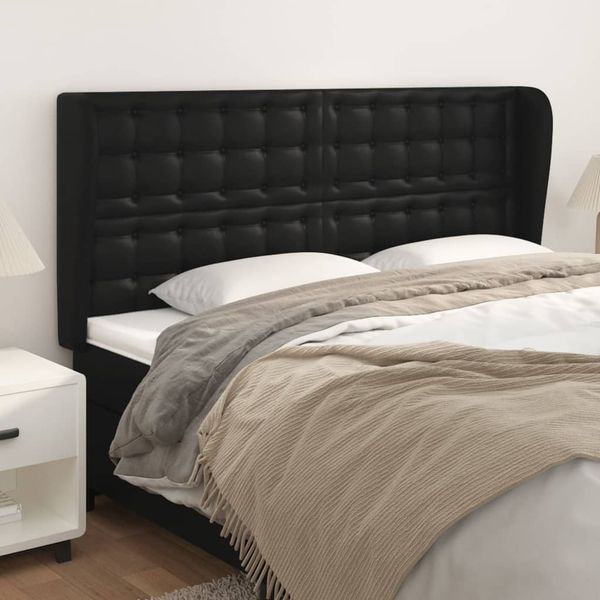 vidaXL Čelo postele so záhybmi čierne 203x23x118/128 cm umelá koža