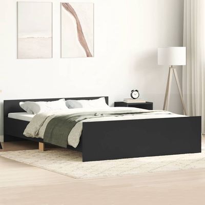 vidaXL Posteľný rám s čelom a opierkou nôh čierny 140x200 cm