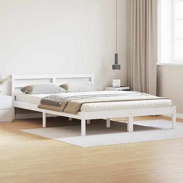 vidaXL Rám postele s čelnou doskou Biela 225,5 x 145,5 x 69,5 cm