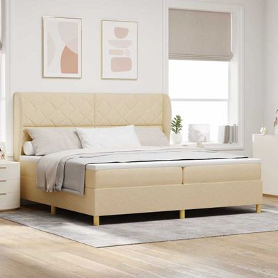 vidaXL Posteľ s pružinovým rámom Krémová 200 x 200 cm látka
