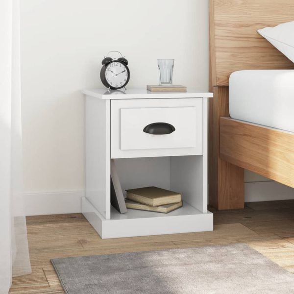 vidaXL Nočné stolíky 2 ks lesklé biele 39x39x47,5 cm spracované drevo