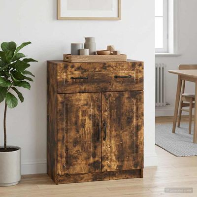 vidaXL Servírovacia skriňa so zásuvkou Dymový dub 66 x 34,5 x 87 cm