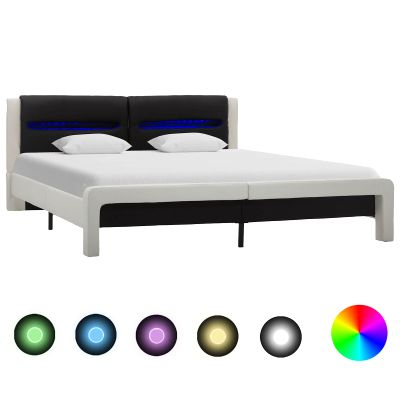 vidaXL Rám postele Biela a čierna 120 x 200 cm Umelá koža