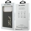 Karl Lagerfeld puzdro PU koža s logom Karl a kovovými tlačidlami fotoaparátu pre iPhone 17 Pro Max čierna