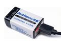 Nabíjacia batéria 9V 420mAh Doblepow 6F22, Li-ion, napájanie USB-C