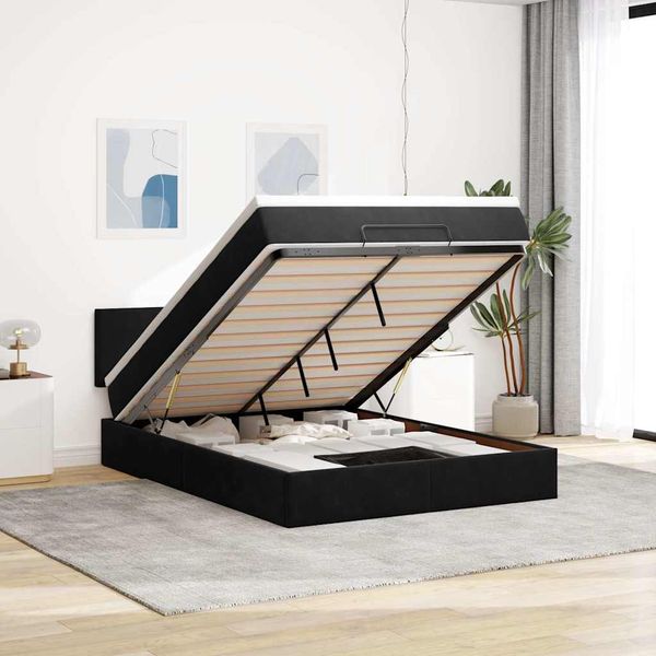 vidaXL Osmanská posteľ s matracom Čierna 140x190cm Zamat
