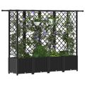 vidaXL Vyvýšený záhon s mriežkou a strechou Čierna 202 x 40 x 136 cm