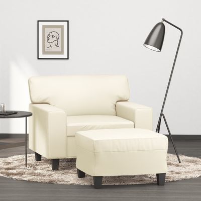 VidaXL Kreslo s podnožkou krémové 60 cm umelá koža
