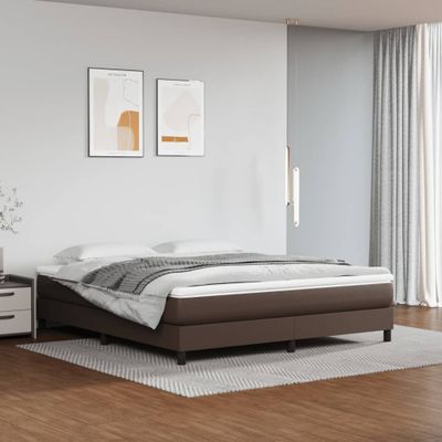 vidaXL Posteľný rám s boxspringom hnedý 180x200 cm umelá koža