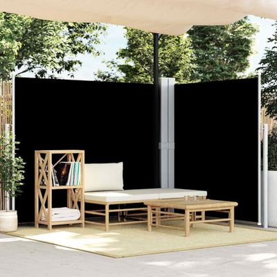 vidaXL Zaťahovacia bočná markíza čierna 180x600 cm