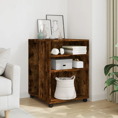vidaXL Príručný stolík a kolieska dymový dub 55x60x78 cm kompoz. drevo