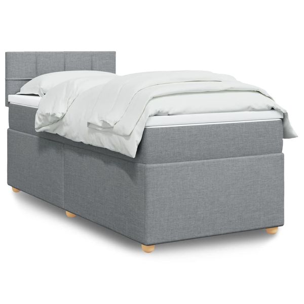 vidaXL Posteľný rám boxsping s matracom bledosivý 90x190 cm látka