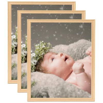 vidaXL Fotorámiky na stôl, koláž 3 ks, svetlý dub 28x35 cm