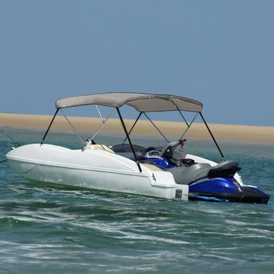 vidaXL Strieška bimini s 3 oblúkmi sivá 183x160x137 cm