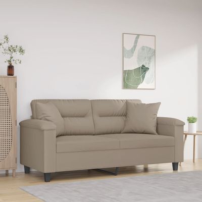vidaXL 2-miestna pohovka s vankúšmi sivohnedá 140 cm mikrovlákno