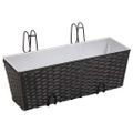 Sada ratanových trapézových kvetináčov pre balkón, 50 cm, 2 ks, čierne