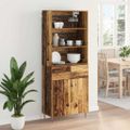 vidaXL Highboard Staré drevo 69,5 x 34 x 180 cm Kompozitné drevo