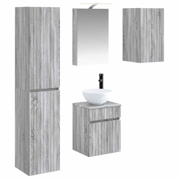 vidaXL Set kabinetov do kúpeľne 5 pcs Sivý Sonoma 40 x 10,5 x 60,5 cm
