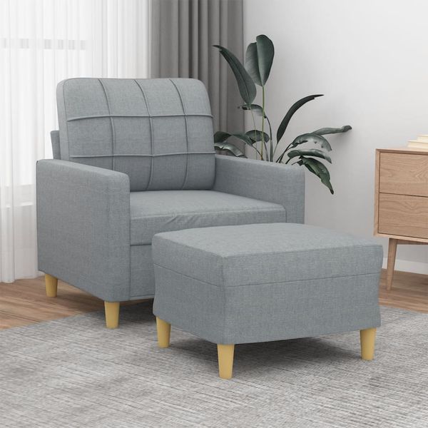 vidaXL Kreslo s podnožkou bledosivé 60 cm látkové