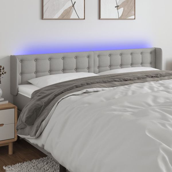 vidaXL Čelo postele s LED bledosivé 163x16x78/88 cm látka