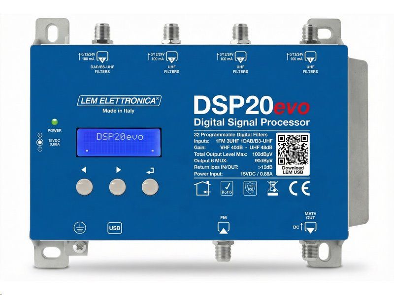 LEM DSP20evo programovatelný DVB-T/T2 zesilovač