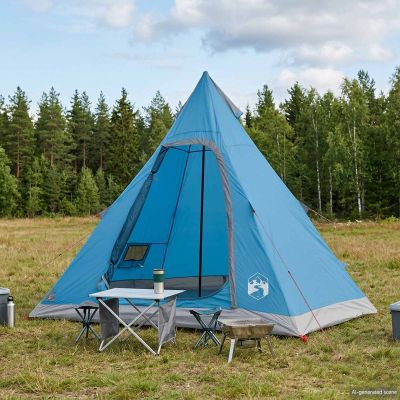 vidaXL 3 osoba Modrá 185T Polyester s PU náterom