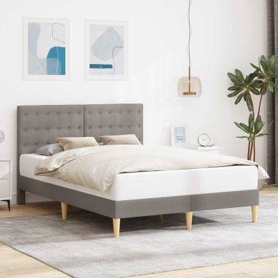 vidaXL Rám postele s čelnou doskou Sivohnedá 140 x 200 cm Látka